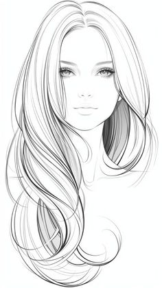 a drawing of a woman's face with long hair