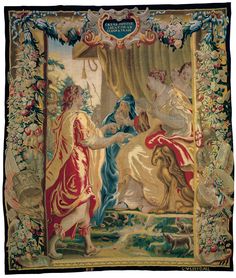 an old tapestry depicting the birth of jesus