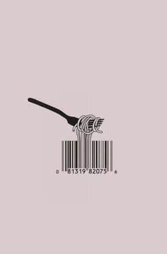 a bar code with a fork sticking out of it