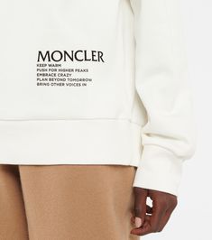 Moncler Sweater, Moncler Logo, Moncler Women, Autumn Halloween, Ivory Sweater, Hem Sweater, Knit Alpaca, Round Neck Sweaters, Sweater Design