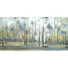 an abstract painting of trees in the woods