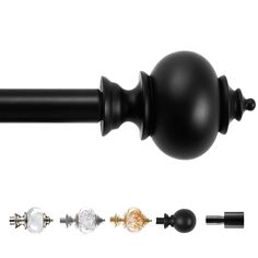 an image of a black curtain rod and knobs