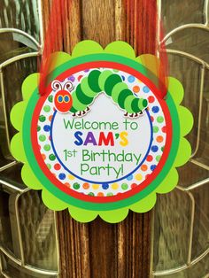 the very hungry caterpillar birthday party door hanger