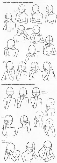 an image of how to draw the head and shoulders in different positions, with instructions for each