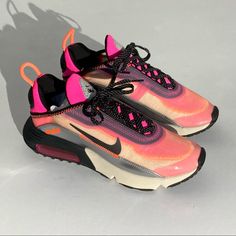 New Without Tags Nike Air Max 2090 Se Sneakers ‘3m Pack'. Hot Pink, Orange And Silver Accents. Black Polka Dot Laces. Cw8611-800 | Hyper Crimson/Pink Blast/Light Orewood Brown/Black | Size Womens 7.5 Eu 38.5 24.5cm Orange And Silver, Nike Air Max 2090, Air Max 2090, Trendy Shoes Sneakers, Pretty Shoes Sneakers, Sneakers Women, New Nike Air, Pretty Shoes, Trendy Shoes