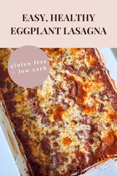 This eggplant lasagna is high protein, gluten free, low carb, keto, easy to make. In a white baking dish is the freshly baked lasagna with red meat sauce, golden cheese baked on top and throughout, eggplant slices poking through the cheese on the top. It's layered and texture looks like the perfect comfort meal. Healthy Eggplant Lasagna, Lasagna Gluten Free, Pasta Substitute, Eggplant Lasagna, Low Carb High Protein, Veggie Pasta, Clean Food Crush, Gluten Free Dairy Free Recipes