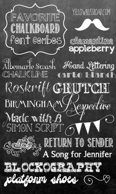 a chalkboard with different types of lettering on it