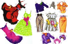 an image of paper dolls with clothes on them