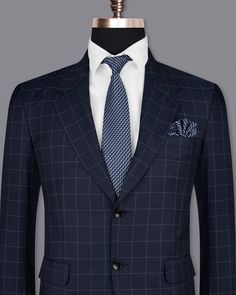 Shark Blue windowpane Wool Rich Blazer BL1594-SB-36, BL1594-SB-38, BL1594-SB-40, BL1594-SB-42, BL1594-SB-44, BL1594-SB-46, BL1594-SB-48, BL1594-SB-50, BL1594-SB-52, BL1594-SB-54, BL1594-SB-56, BL1594-SB-58, BL1594-SB-60 Sleek Watch, Blazer For Men, Designer Blazers, Shirt Tie, Blazer Designs, Rich Fabric, Fitted Blazer, Blazers For Men, White Shirt