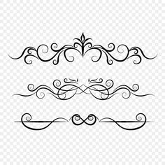 an ornate set of black and white borders, with swirls on the edges png