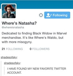 an image of a twitter account with the caption where's natasha?