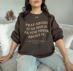 Hello and welcome to Sufficient Grace and Co.! We are here to create comfortable yet trendy Christian clothing and Christian apparel. Our prayer is that our items can be used to draw others closer to God. You never know how you wearing a Christian shirt or sweatshirt can minister to those around you! ⁑ F U N ⁑ F A C T S ⁑ ☼ Unisex Adult Sizes ☼ 50% Cotton; 50% Polyester ☼ Washer & Dryer Safe ☼ Pre-shrunk ☼ 4 Color Options ⁑ S I Z I N G ⁑ ☼ All of our items (t-shirts, sweatshirts, and hoodies) ar Jesus Hoodies, Aesthetic Jesus, Christian Crewneck, Jesus Clothes, Holy Holy, Camp Shirts, Christian Merch, Jesus Sweatshirts, Christian Streetwear