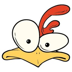 a cartoon bird with big eyes and a red beak