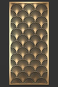 an art deco poster with gold fan shapes