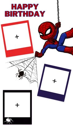 a spiderman birthday card with the words happy birthday and an image of a spider man