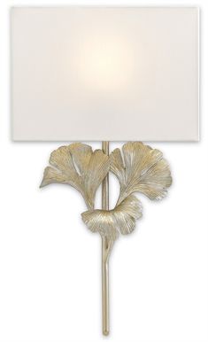 Currey and Company - 5900-0009 - One Light Wall Sconce - Gingko - Distressed Silver Leaf Iron Wall Sconces, Wall Scones, Silver Wall, Silver Walls, Bamboo Wall, Modern Wall Sconces, Gold Walls, Iron Wall, Silver Leaf