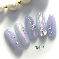 Nails Photography, Japanese Nail Design, Kutek Disney, Asian Nails, Vintage Nails, Beauty Nails Design, Nails Tips, Mermaid Nails