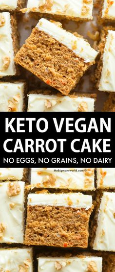 keto vegan carrot cake with white frosting on top