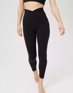 OFFLINE By Aerie Real Me High Waisted Crossover Legging Black Trousers Outfit, Cross Leggings, Aerie Leggings, Trouser Outfit, Aerie Real, Legging Outfits, Flare Leggings, Mens Outfitters, Outfits With Leggings