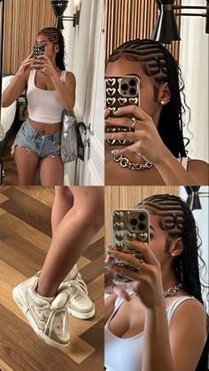 Photoshoot Ideas With Braids, Two Side Braid Hairstyles, Cornrows In Front Box Braids In Back, Braids Photoshoot Ideas, Pics Edit, Cornrow Braids, Braided Cornrow Hairstyles, Braids Hairstyles Pictures, Cute Box Braids Hairstyles