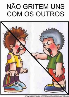 an image of two children facing each other with the caption'no gritem uns com os outros '