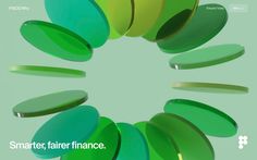 an advertisement for the smart fair finance program, with green circles and white letters on it