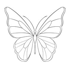 the outline of a butterfly is shown in black and white, with one wing extended