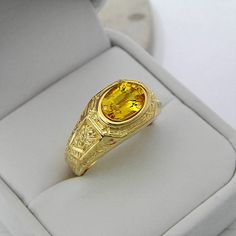 AAAA   Yellow Sapphire  9x7mm 2.40 Carats Heavy 14K Yellow gold Antique Vintage styled MAN'S ring 15 Antique Mens Rings Gold, Yellow Gold Gemstone Signet Ring For Collectors, 14k Gold Gemstone Signet Ring Collectible, Collectible 14k Gold Signet Ring With Gemstone, Classic Yellow Hallmarked Signet Ring, Yellow Sapphire Ring Men, Mens Gold Ring Vintage, Gents Ring Design, Mom Rings