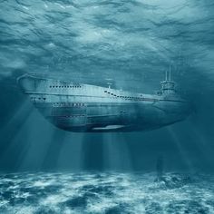 an underwater submarine floating in the ocean