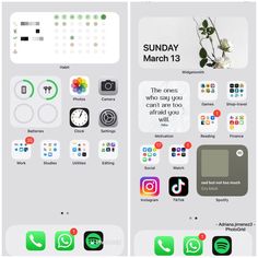 an iphone screen with the text sunday march 13 on it and several icons in different colors