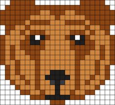 a brown bear's face made out of squares