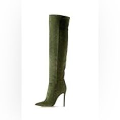 New Over The Knee Green Suede Boots Size 41eu / 9.5us Luxury Green Boots For Formal Occasions, Formal Green Boots With Reinforced Heel, Green Formal Boots For Fall, Classic Green Formal Boots, Elegant Green Boots For Party, Green Suede Boots For Spring, Elegant Green Boots With Round Toe, Elegant Green Heeled Boots With Round Toe, Elegant Green Heeled Boots For Fall