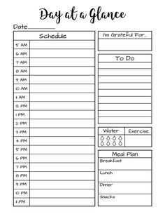 Month At A Glance Printable, Daily Journal Template, Day At A Glance, Daily Schedule Printable, Daily Bullet Journal, Bullet Journal Daily, Bullet Journal Month, Month At A Glance, Daily Schedule Template