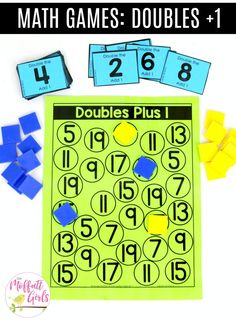 a printable math game for the number 1 and 2, with numbers on it