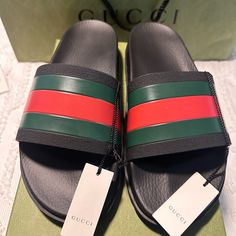 Questions? Leave A Comment Below! Gucci Black Sandals With Rubber Sole, Black Gucci Sandals With Rubber Sole, Black Gucci Slides With Rubber Sole, Gucci Black Leather Slides, Black Leather Gucci Slides, Gucci Black Flat Slides, Black Casual Gucci Slides, Casual Black Gucci Slides, Gucci Pool