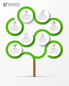 a green tree with four circles on it for info graphics and presentation design templates