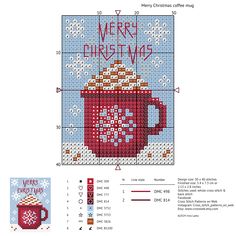 a cross stitch pattern with a mug on it