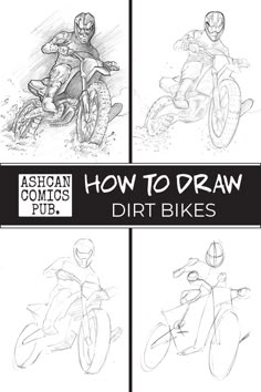 how to draw dirt bikes for beginners with pictures on the front and back side