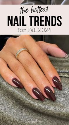 Fall Shilac Nails Ideas, Fall Nail Colors Dip Powder Short Nails, Fall November Nails 2024, Fall Oval Nail Ideas, Red Fall Nails 2024, November Nails 2024 Trends, Manicure Fall 2024, Nails Acrylic Fall 2024, 2024 Nails Fall