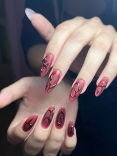 Vampy Halloween Nails, Blood Themed Nails, Textured Nail Designs, Gel X Designs, Alt Nails Designs, Weird Nail Ideas, Fall Nail Art Ideas, Amazing Nail Art, Nail Polish Shades