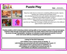 the puzzle play activity sheet for children