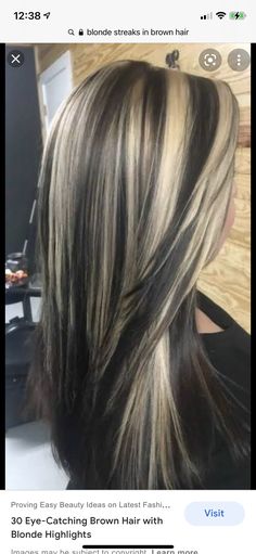 Long Blonde Hair Color Ideas, Long Blonde Hair Color, Skunk Hair, Blonde Hair Color Ideas, Hair Streaks, Brown Hair With Blonde Highlights, Summer Hair Color For Brunettes, Hair Stylies, Hair Color Highlights