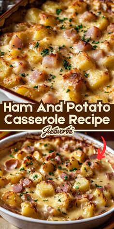 ham and potato casserole recipe in a white dish