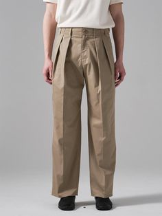 The pant has larger waist size than other pants and buttons on the side for size adjustment. The deep pleats make curved silhouette. The pant has binding inside, and the pockets and binding are made of bio-washed cotton fabric. Made of polyester, cotton, and spandex blend twill fabric, the pant has comfy fit, lightly silky surface, and wrinkle-resistant feature. - YKK zipper - Button, tab on the waist - Side pockets - Back pocket Mens Semi Formal Wear, Men's Semi Formal, Pleated Pant, Semi Formal Wear, Vintage Mens Fashion, Mens Outfit Inspiration, Ykk Zipper, Pleated Pants, Twill Fabric