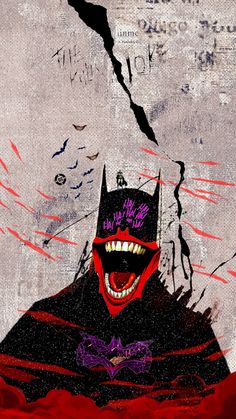 a painting of a batman with his mouth open