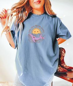 Comfort Colors Boho Shirt, Boho Live by the Sun Shirt, Boho Top, Boho Sun and Moon T-Shirt, Comfy Oversized T-Shirt, Boho Moon, Boho Style >>If you want this design printed on a different color of Comfort Colors let us know!  Get ready for your vacation or summer at the beach! Vacation mode shirt is printed on super soft Comfort Colors shirts. Comfort Colors uses a special dyeing process to achieve some of the prettiest shades! The garment-dying process infuses each garment with a unique charact Boho Sun And Moon, Make Your Dreams Happen, Summer At The Beach, Boho Moon, Moon T Shirt, Boho Sun, Boho Shirt, Sun Shirt, Boho Shirts