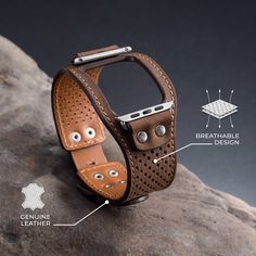 Apple Watch Ultra 49mm Band with Perforated Design Express Shipping available  (please see in order processing the available shipping upgrades for your location) ❗ Express Shipping service requires Phone Number (please write it in notes to seller at checkout) ❗    🔥Unique Design with Perforation 🔥 ---------------------------------------------------- The watch band is Compatible with:  Apple Watch Ultra (49mm)   /  Apple Watch Ultra 2 We can make this strap design for other Apple series. If you wish, please make an enquiry ---------------------------------------------------- This is a Hand Made WATCH BAND. Watch is not included. This watch strap is hand made from a quality cow leather of two layers(lined strap). The edges of the strap are precisely treated with professional leather edge p Apple Watch Ultra 2, Apple Watch Stainless Steel, Apple Watch Ultra 49mm, Brown Apple, Bracelet Apple Watch, Apple Watch Ultra, Different Sports, Watch Ultra, Crazy Horse