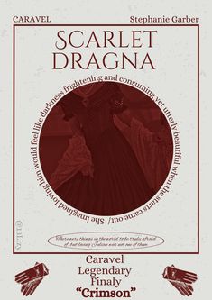 the poster for scarliet dragna, featuring an image of a woman in a dress