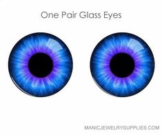 two blue eyes with the words, one pair glass eyes