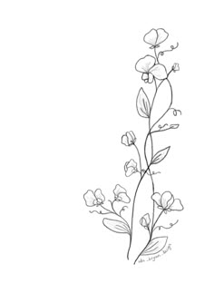 a black and white drawing of flowers on a white background